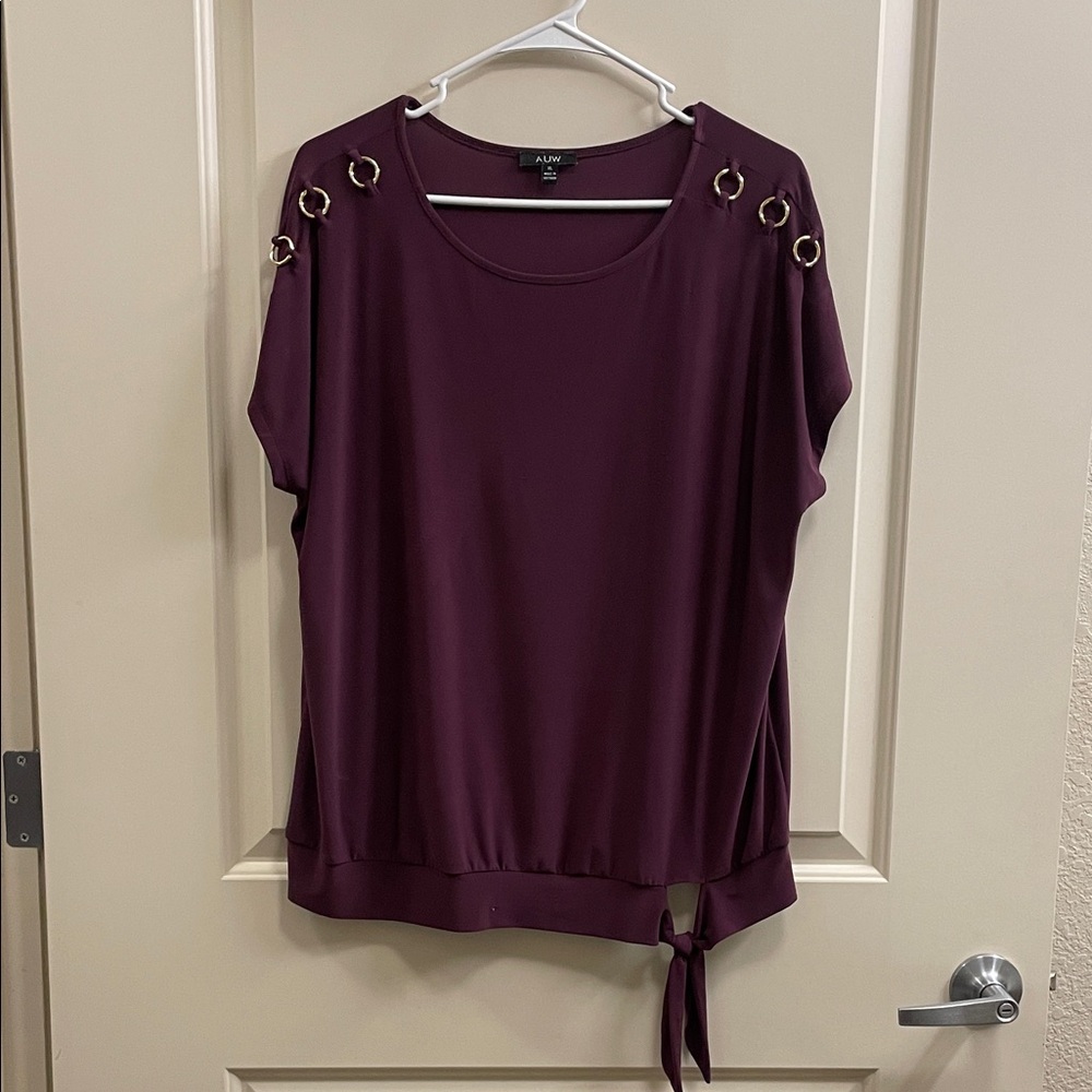 AUW Women's Plum Blouse with Ring Accents
